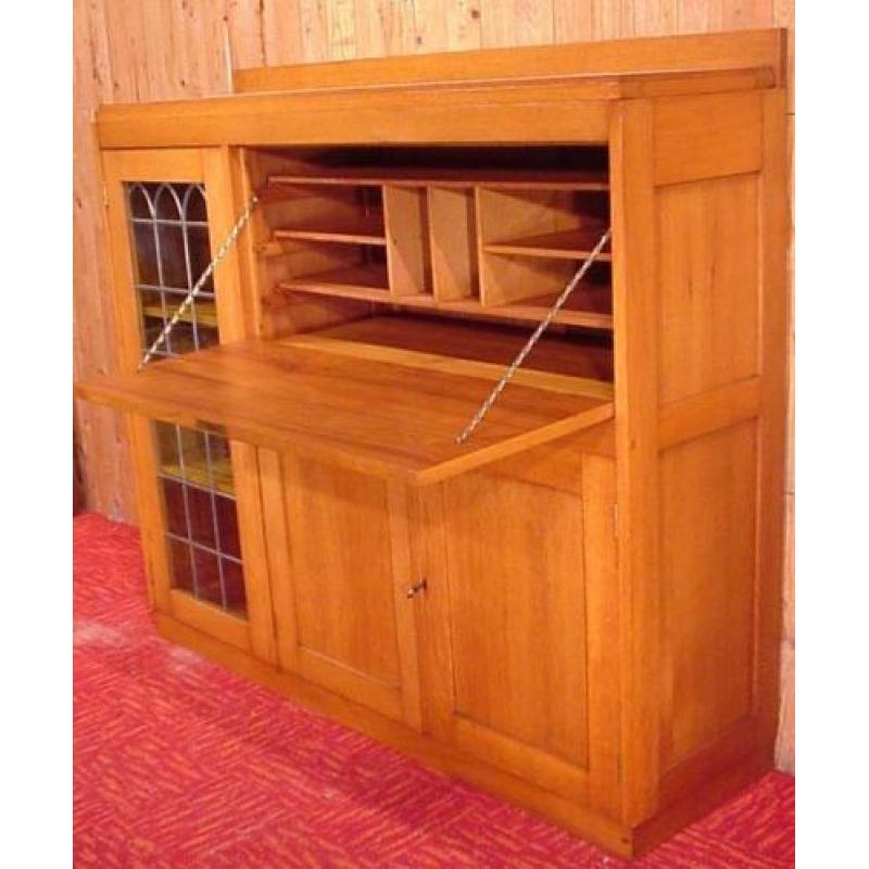 Art Deco Amsterdamse Secretaire, vitrine, buffet, dressoir