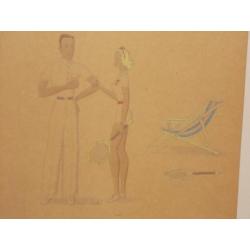 aquarel/tekening van: Mies Smits uit 1944 (3 stuks)
