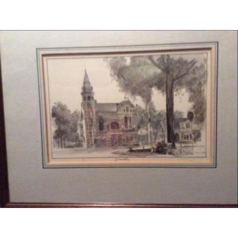 Reeks ingekleurde pentekeningen gesigneerd P. Holmann 1979.