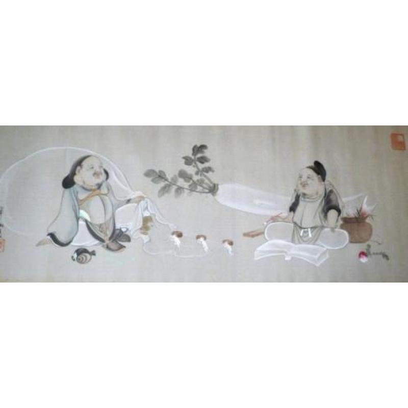 Honshi, "Daikoku en Ebisu" op zijde, 2 van de 7 lucky Gods.