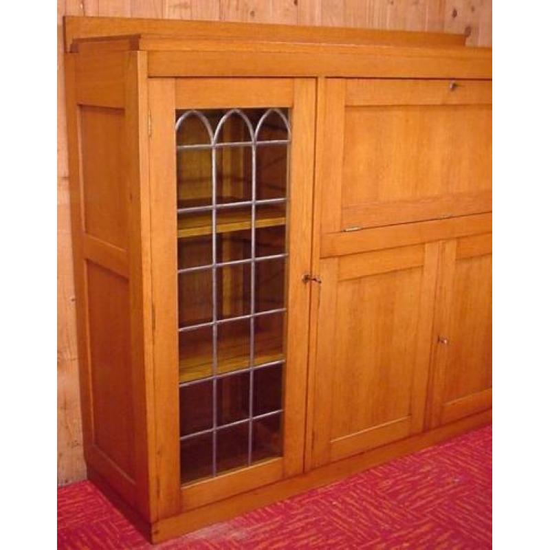 Art Deco Amsterdamse Secretaire, vitrine, buffet, dressoir