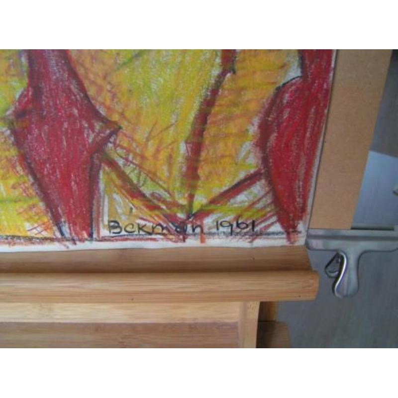 Hubert Bekman De 4 gestalten een "Tekening" in rood en geel