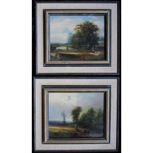 =monogram HR==pendant romantische landschappen=19e eeuws==