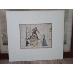 Oude aquarel met personen - 18e eeuw