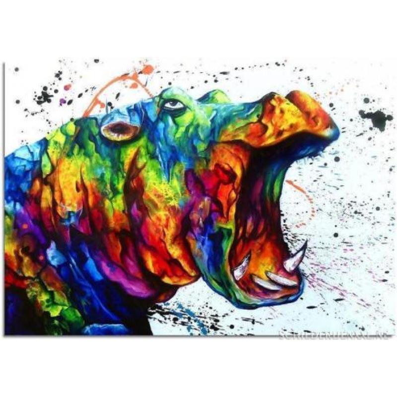 Schilderijen dieren,olifant,neushoorn,nijlpaard,vlinder etc.