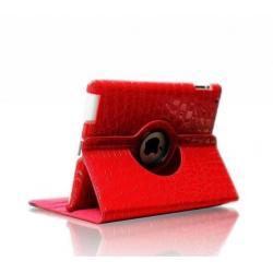 iPad 2 3 4 Krokodillen lederen hoes 360 graden leer Rood