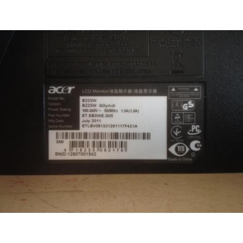 22 Inch ACER B223W monitor