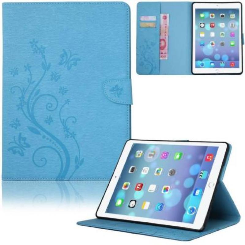 Blauw Creatieve Tablet Hoes met Bloemen Design iPad Air 2