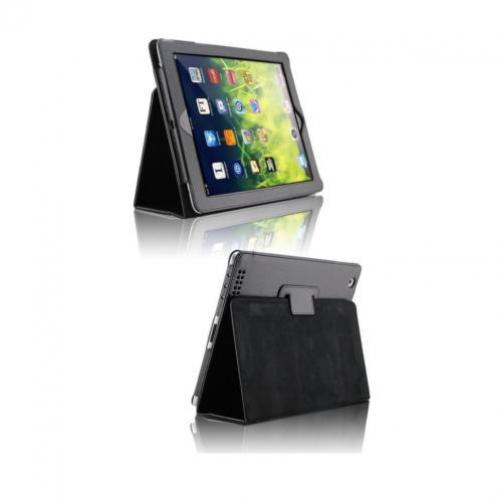 Apple iPad 2 3 4 lederen leren leer hoes hoesje case - Zwart