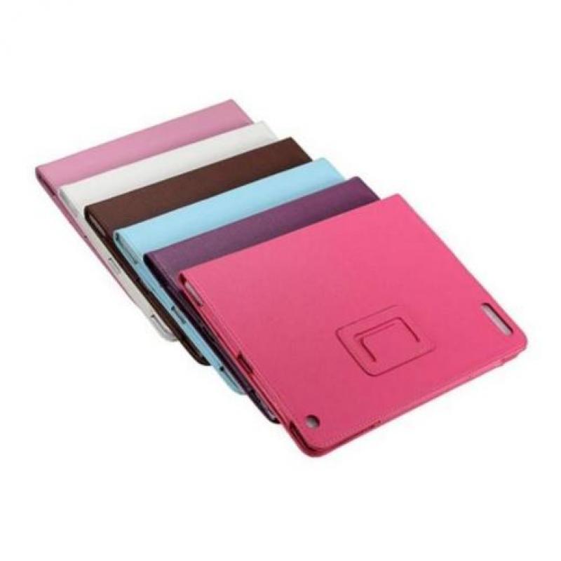 Apple iPad 2 3 4 lederen leren leer hoes hoesje case - Zwart