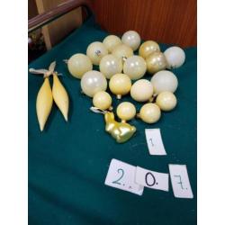 Kerstballen geel/wit, diverse zie foto's