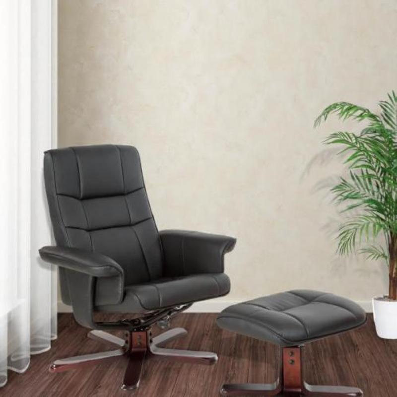 TV-fauteuil met krukje model I zwart / bruin 401438