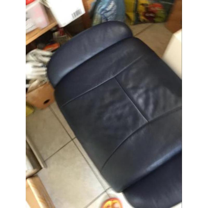 Voetenbank leder donkerblauw