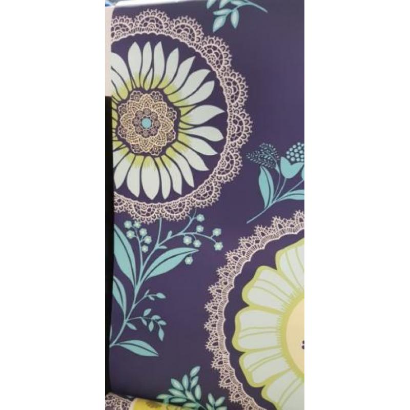 Behang nieuw blauw bloemen takken