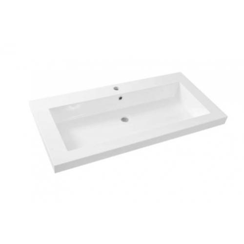 Vision kunstmarmer wastafel 1 kraangat 100×47 wit