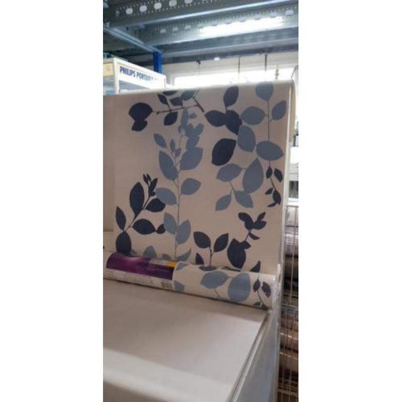 Behang blaadjes leaf blauw tinten nieuw