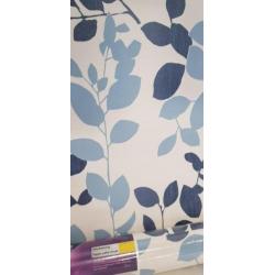Behang blaadjes leaf blauw tinten nieuw