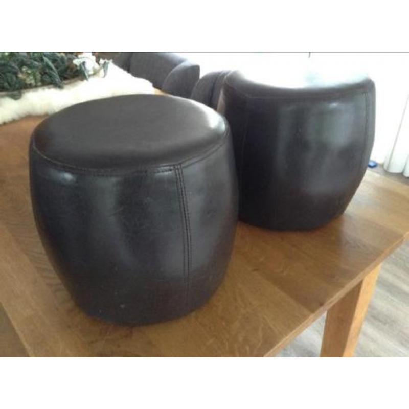 Poefen, voetenbankje, 2 stuks donkerbruin