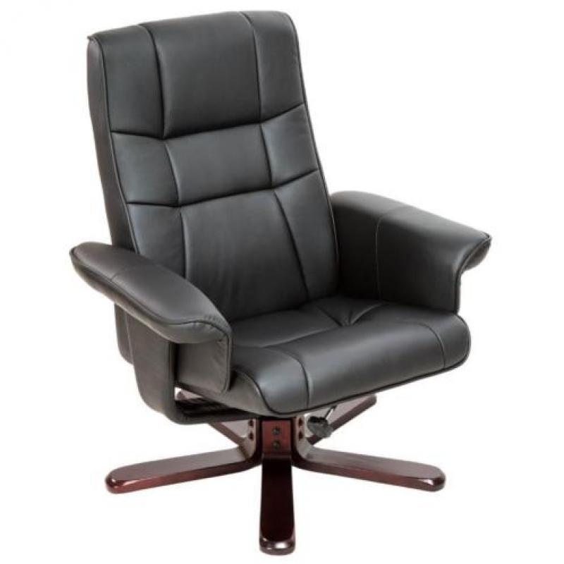 TV-fauteuil met krukje model I zwart / bruin 401438