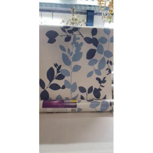Behang blaadjes leaf blauw tinten nieuw