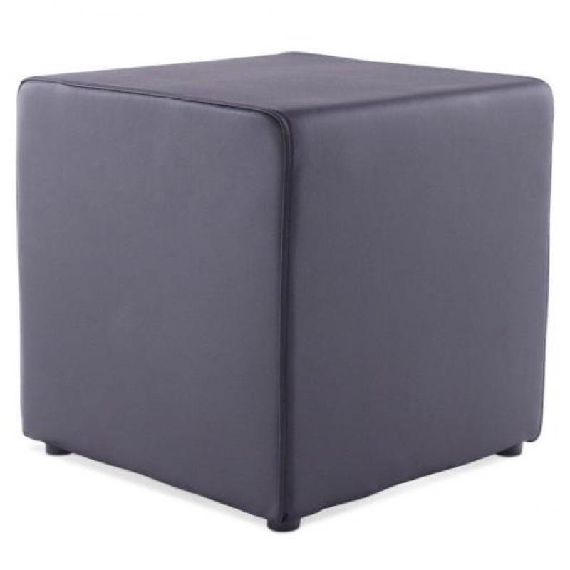 Poef 'CUBE' voor de woonkamer uit zwart imitatieleder