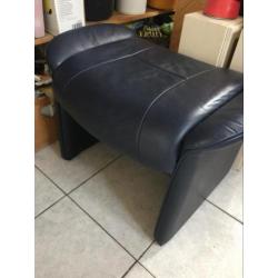 Voetenbank leder donkerblauw