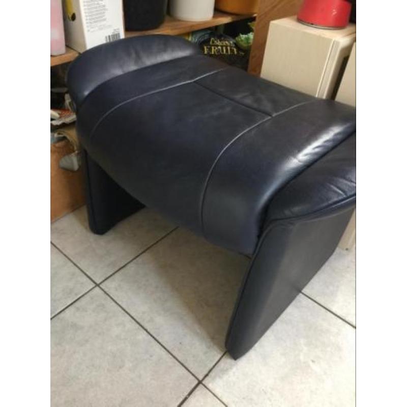 Voetenbank leder donkerblauw