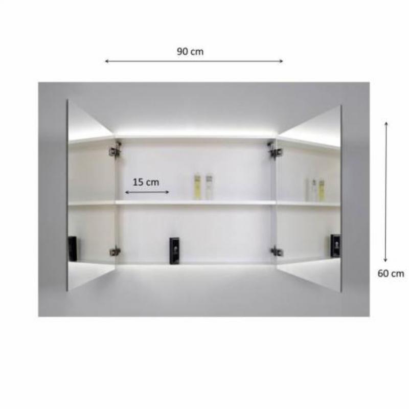 Spiegelkast Sanicare Qlassics Ambiance 90 cm 2 Deuren Gre...