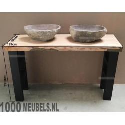 Natuursteen wasbak - 40x50x15 129,- ook wastafelblad 45x129