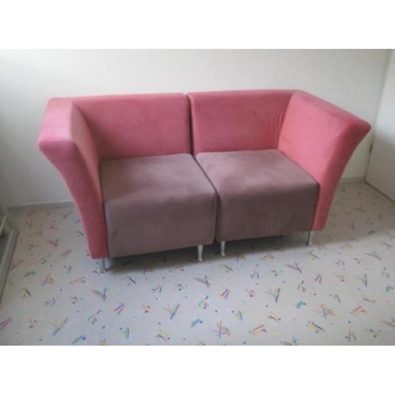 Stoffen Tweezitsbank met Hocker