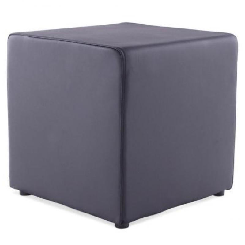 Poef 'CUBE' voor de woonkamer uit zwart imitatieleder