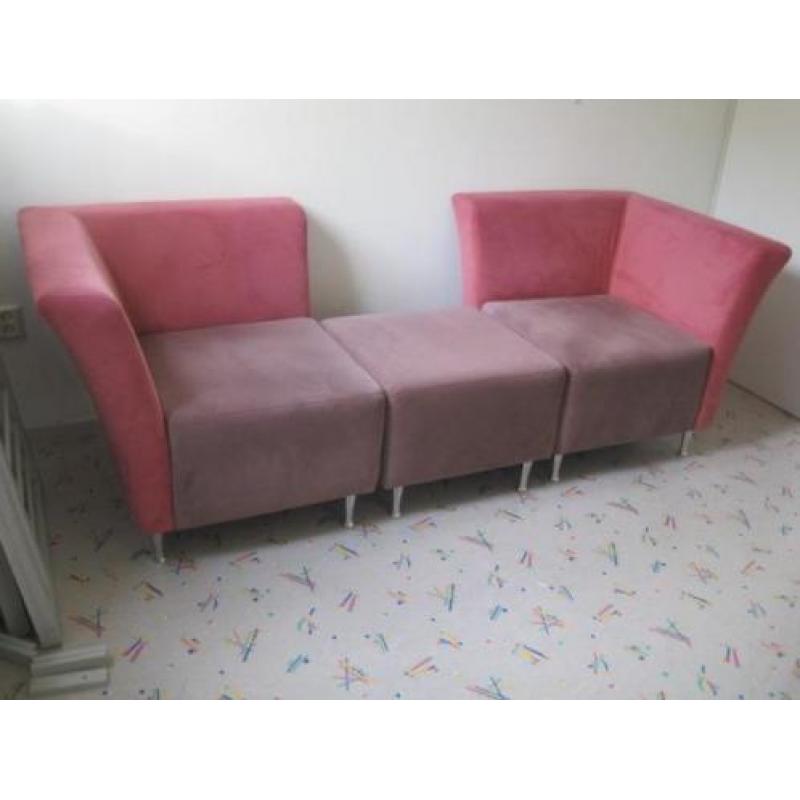 Stoffen Tweezitsbank met Hocker