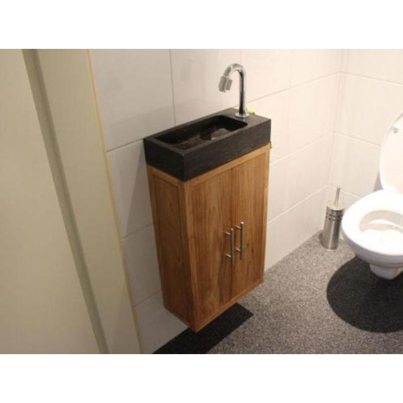 Houten badkamerkast teak badkamermeubel wastafel waskom