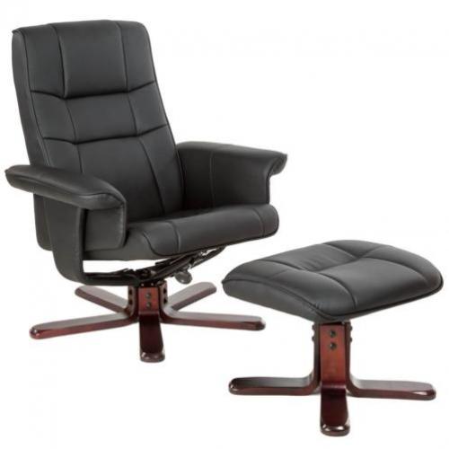 TV-fauteuil met krukje model I zwart / bruin 401438