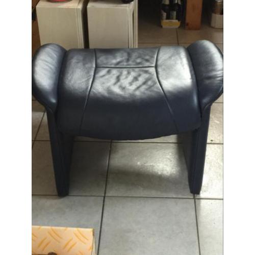 Voetenbank leder donkerblauw