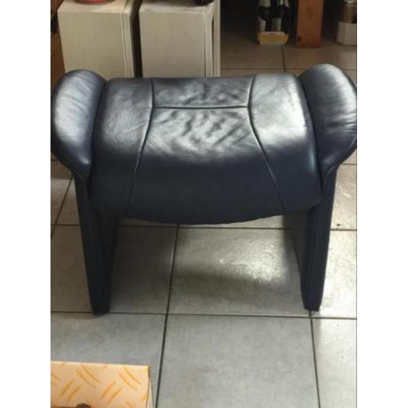 Voetenbank leder donkerblauw