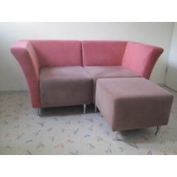 Stoffen Tweezitsbank met Hocker