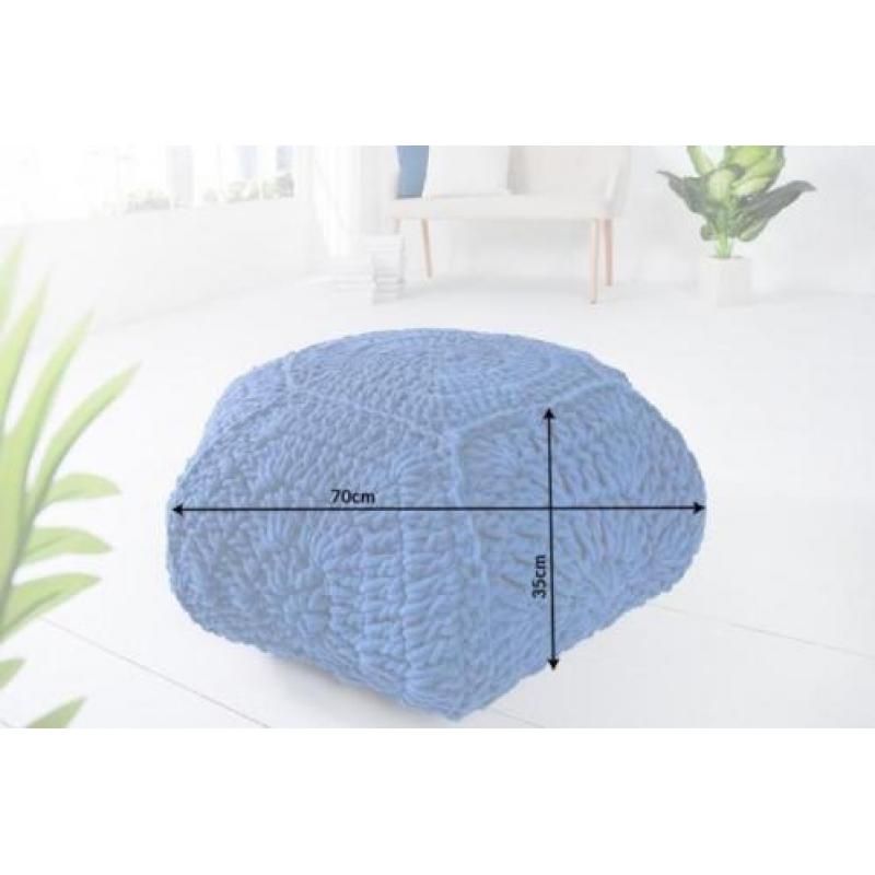 Poef Cosy IV 70cm donkerblauw gebreid 37755