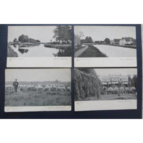4 Ansichtkaarten Dedemsvaart sluis VII, Villa Dina, schapen