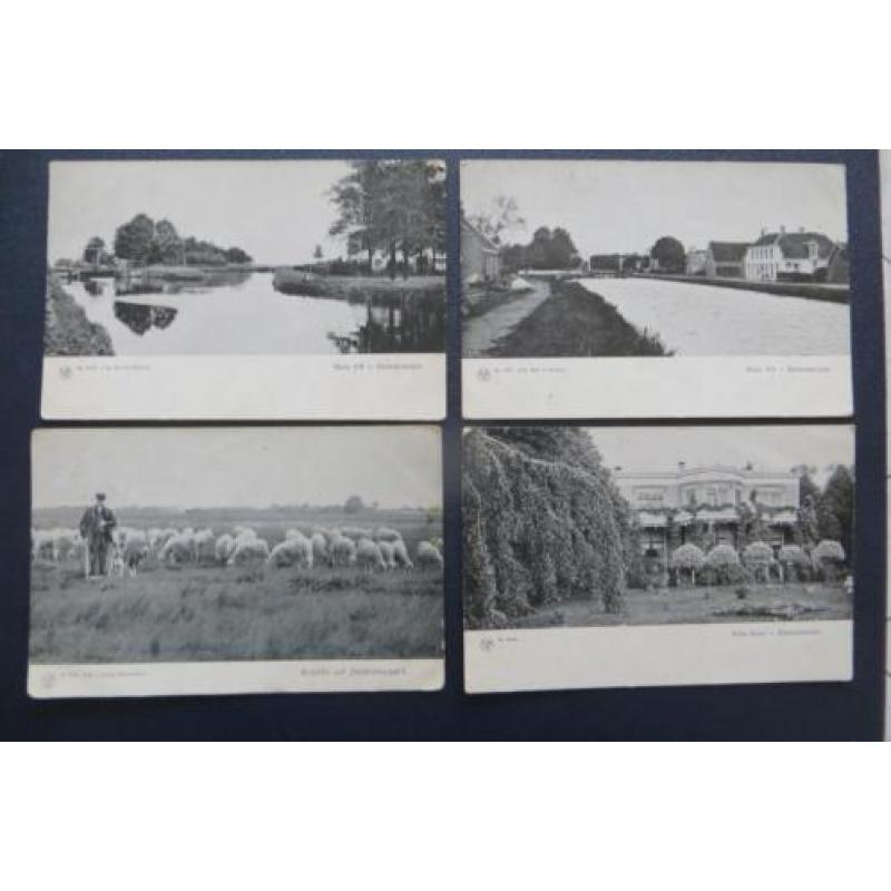4 Ansichtkaarten Dedemsvaart sluis VII, Villa Dina, schapen