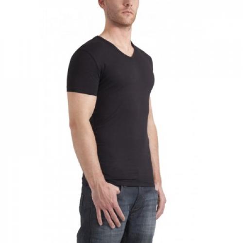 Garage T-Shirt V-neck Slimfit Black Stretch (art 0202)
